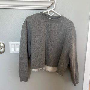 grey cropped crewneck